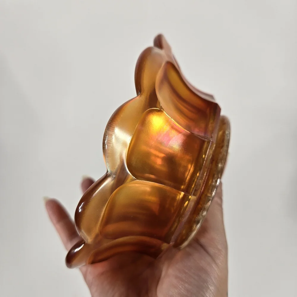 Antique Imperial Heavy Grape Marigold Carnival Glass Bowl Antique Catchall Dish‎